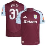 Aston Villa Shirts - aston villa adidas home authentic shirt 2024-25 with bailey 31 cup printing Collection of Official Fan Gear