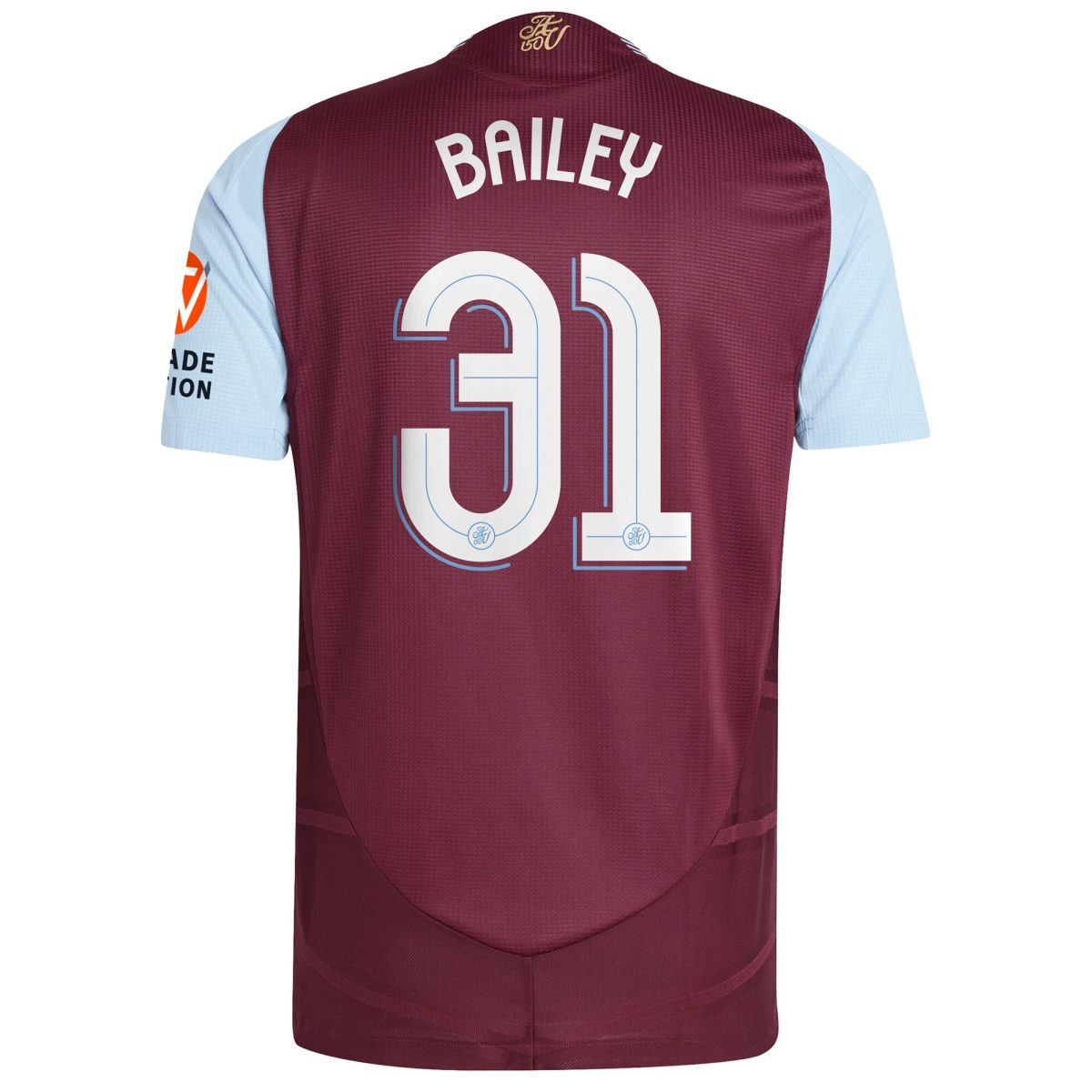 Aston Villa Shirts - aston villa adidas home authentic shirt 2024-25 with bailey 31 cup printing Collection of Official Fan Gear