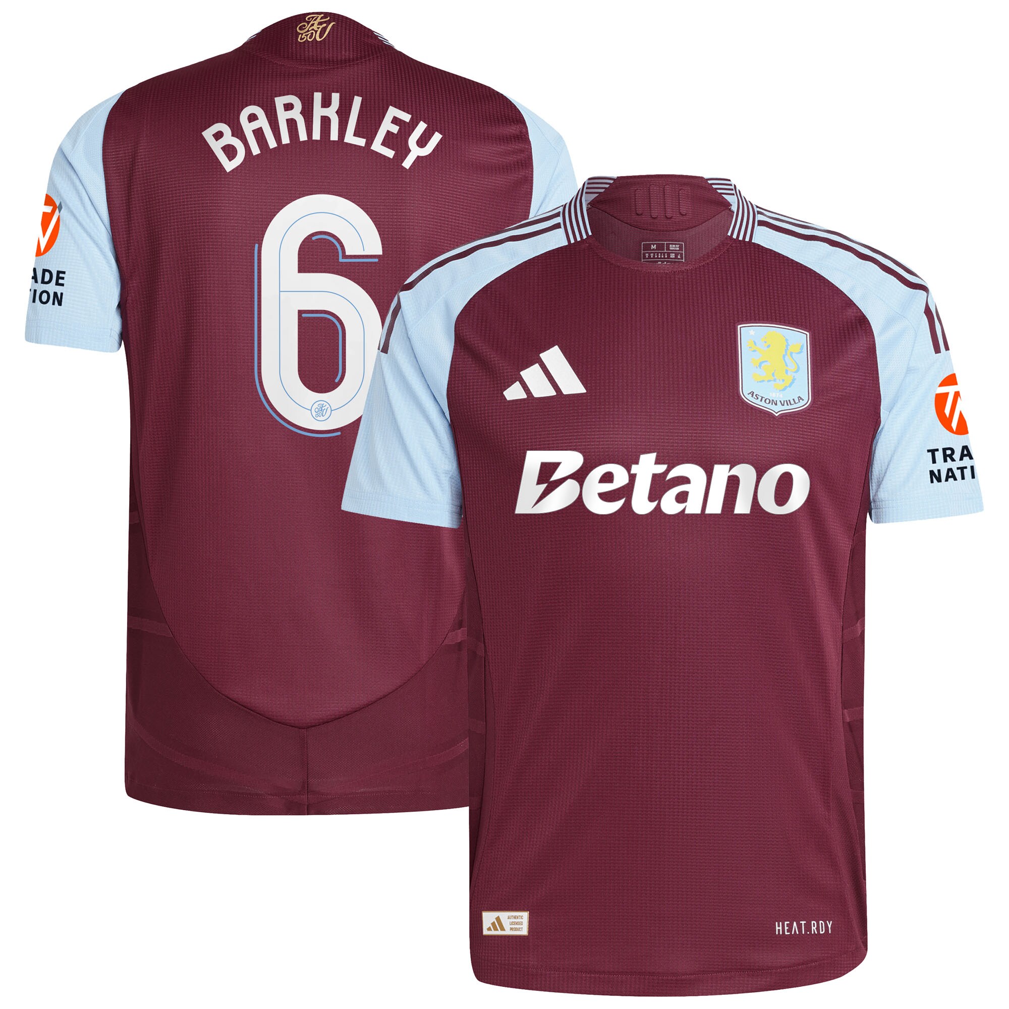 Aston Villa Shirts - aston villa adidas home authentic shirt 2024-25 with barkley 6 cup printing Collection of Official Fan Gear