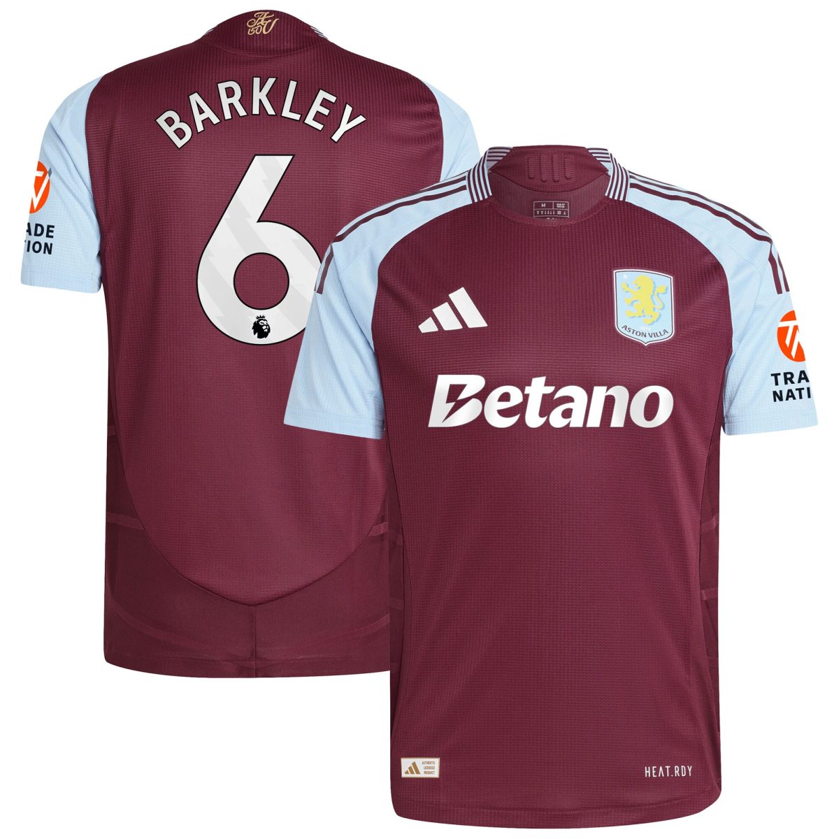 Aston Villa Shirts - aston villa adidas home authentic shirt 2024-25 with barkley 6 printing Collection of Official Fan Gear