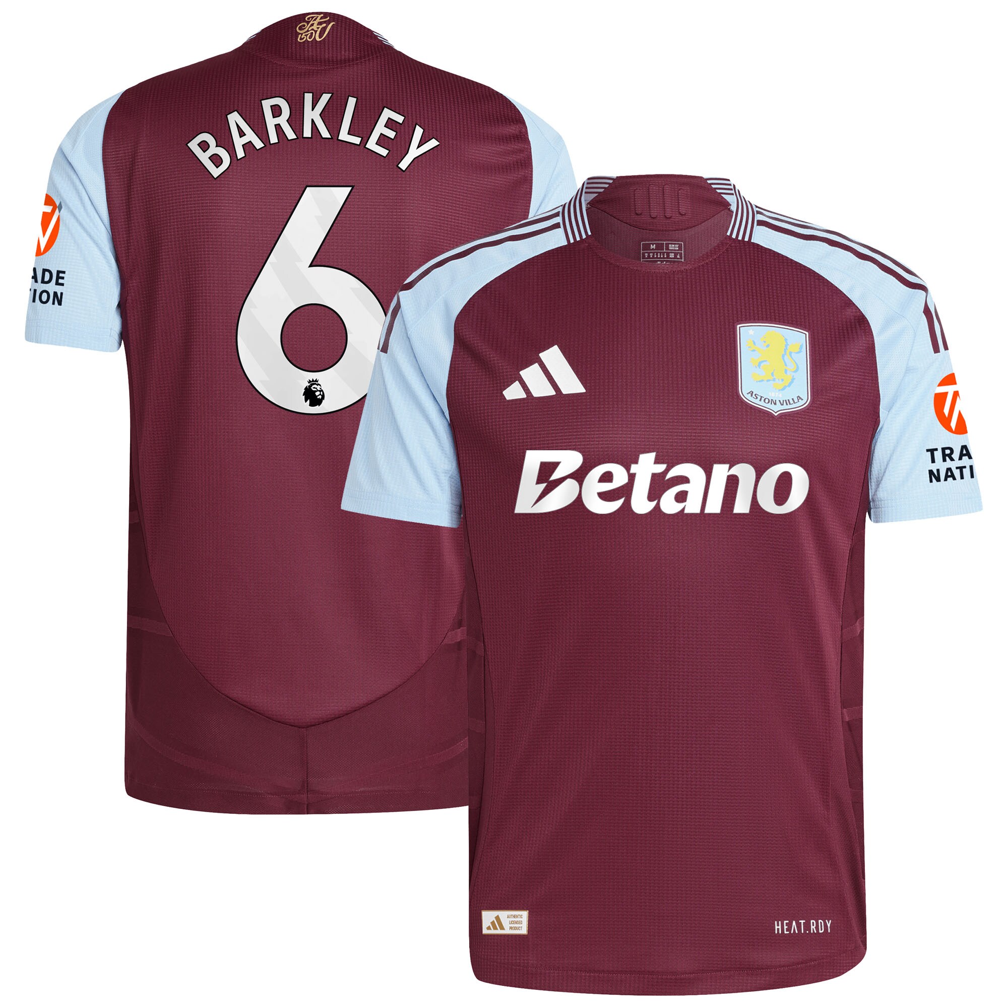 Aston Villa Shirts - aston villa adidas home authentic shirt 2024-25 with barkley 6 printing Collection of Official Fan Gear