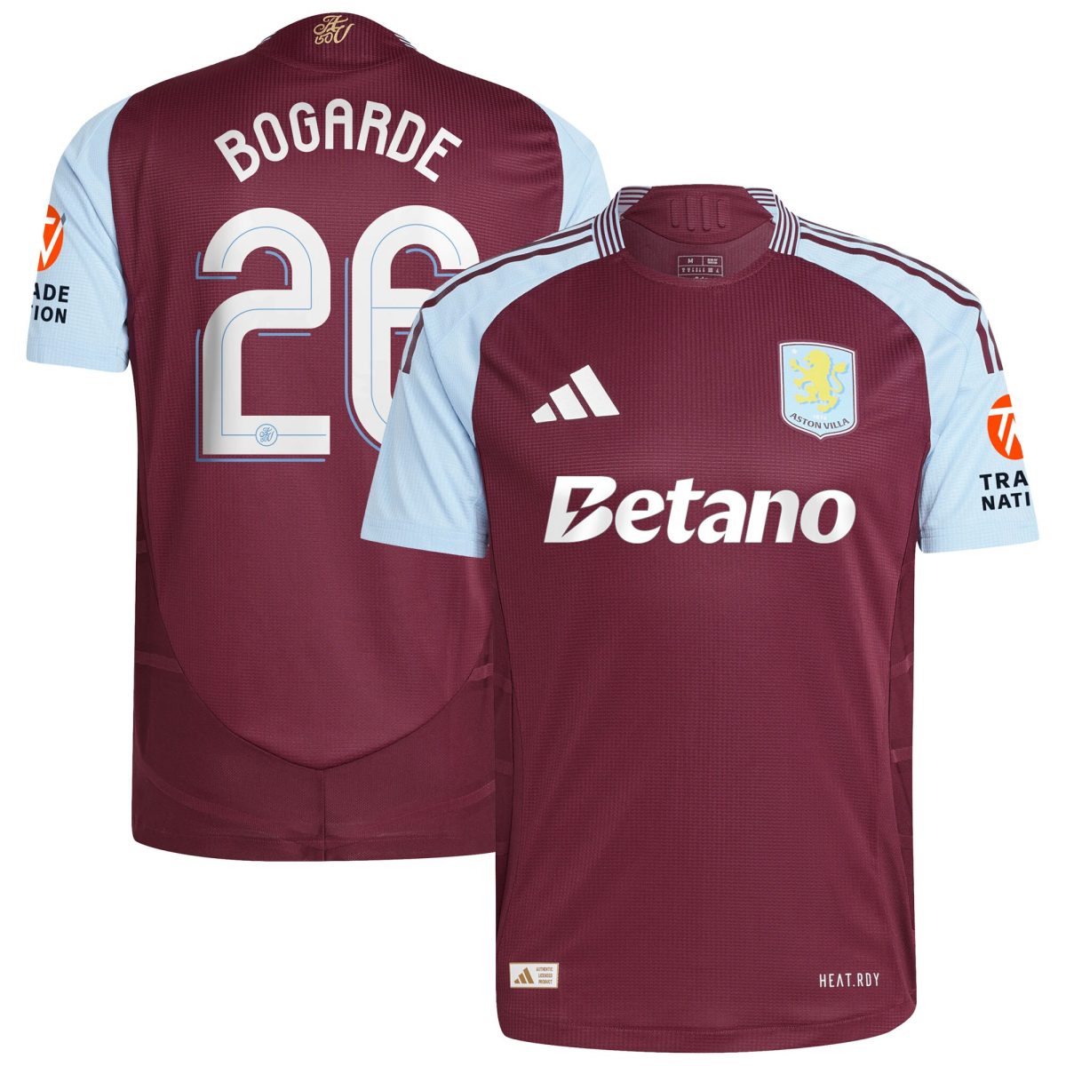 Aston Villa Shirts - aston villa adidas home authentic shirt 2024-25 with bogarde 26 cup printing Collection of Official Fan Gear