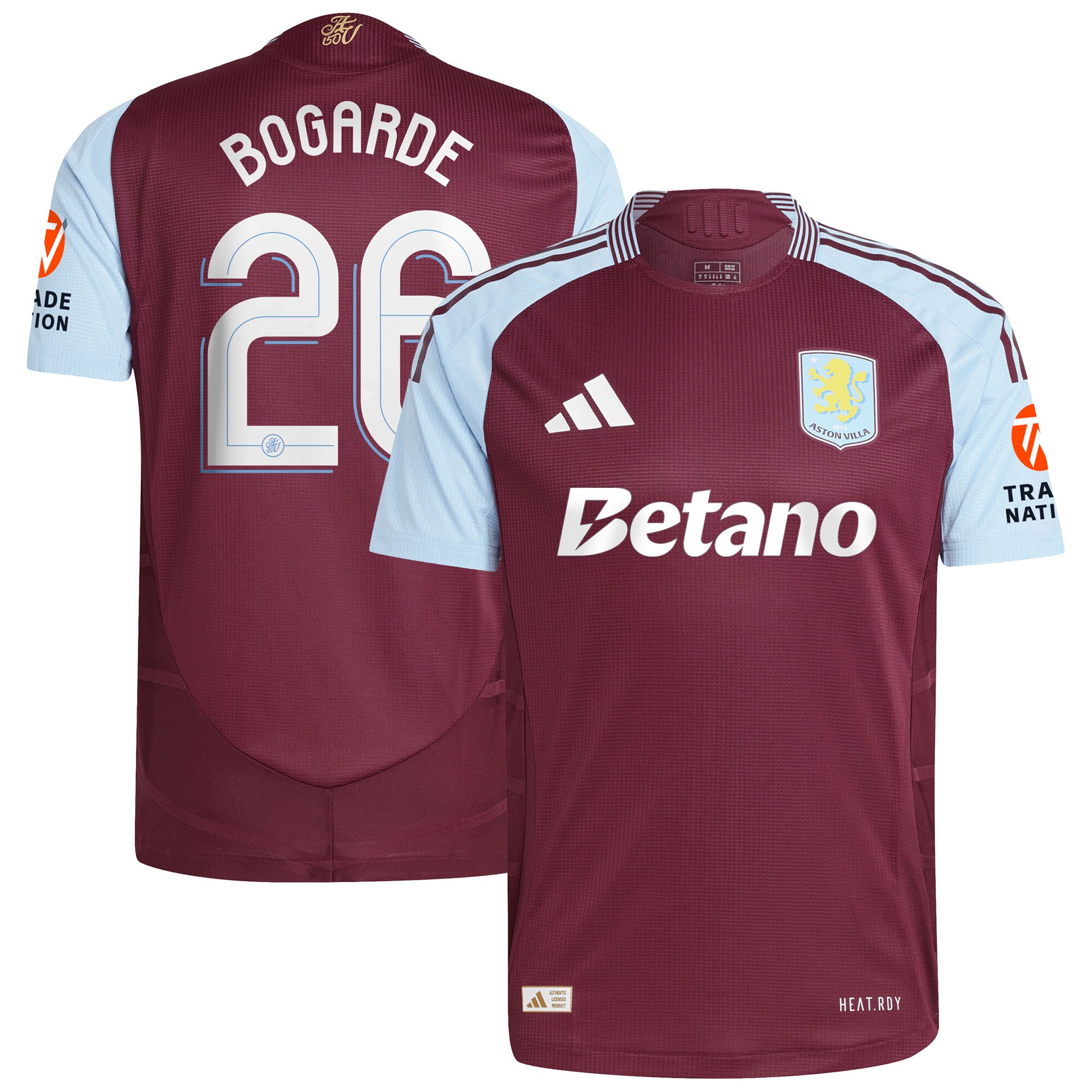 Aston Villa Shirts - aston villa adidas home authentic shirt 2024-25 with bogarde 26 cup printing Collection of Official Fan Gear