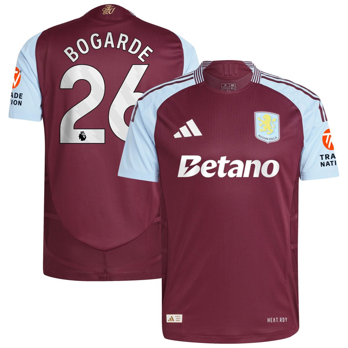 Aston Villa Shirts - aston villa adidas home authentic shirt 2024-25 with bogarde 26 printing Collection of Official Fan Gear