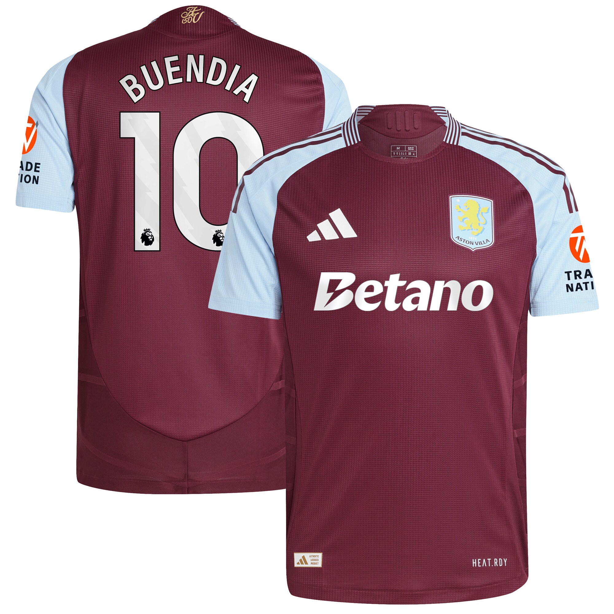 Aston Villa Shirts - aston villa adidas home authentic shirt 2024-25 with buendia 10 printing Collection of Official Fan Gear