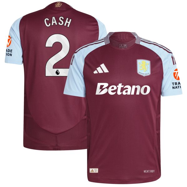 Aston Villa Shirts - aston villa adidas home authentic shirt 2024-25 with cash 2 printing Collection of Official Fan Gear