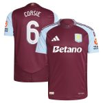 Aston Villa Shirts - aston villa adidas home authentic shirt 2024-25 with corsie 6 cup printing Collection of Official Fan Gear