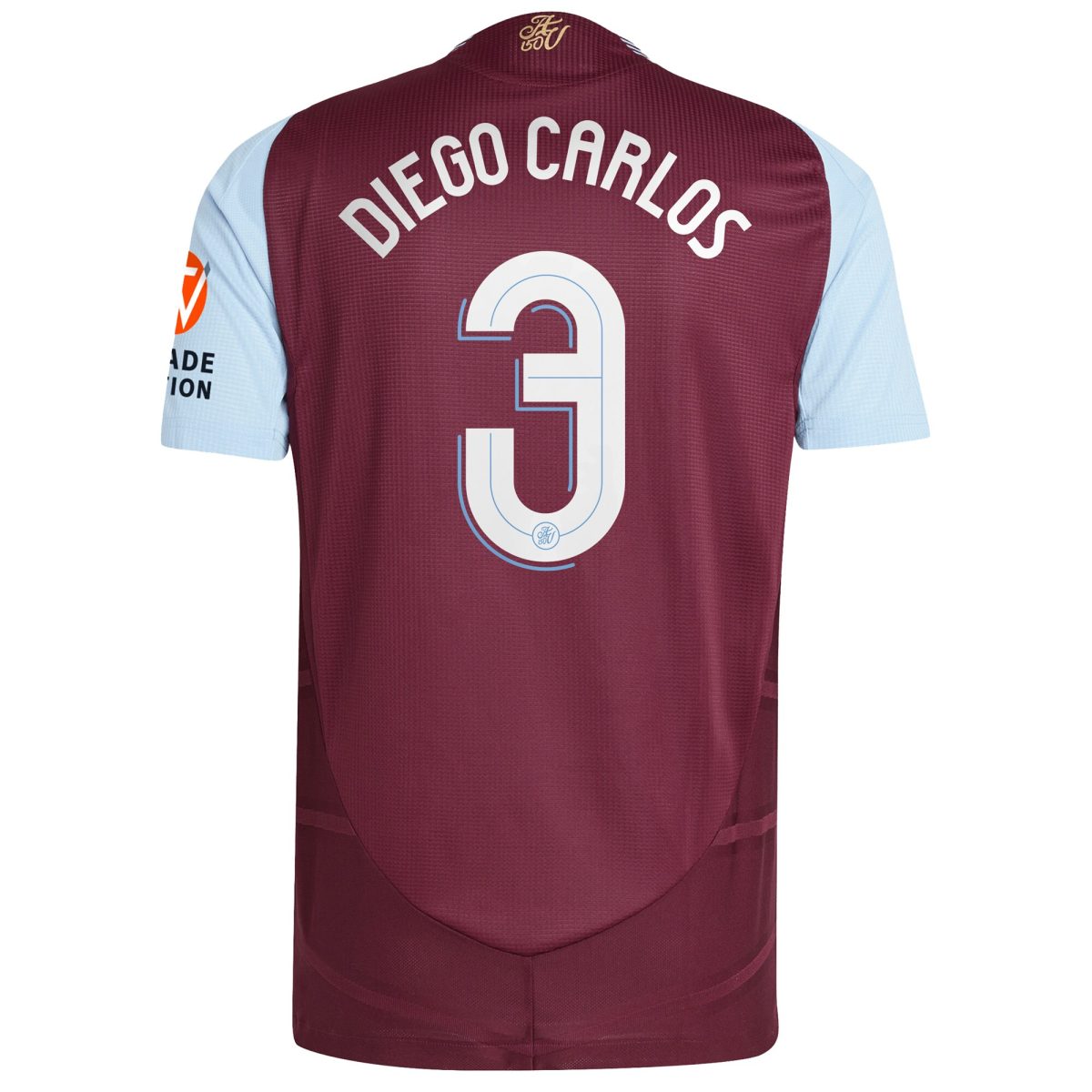 Aston Villa Shirts - aston villa adidas home authentic shirt 2024-25 with diego carlos 3 cup printing Collection of Official Fan Gear
