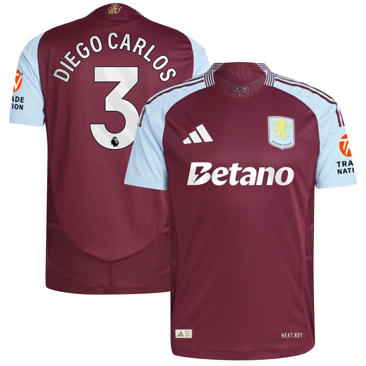 Aston Villa Shirts - aston villa adidas home authentic shirt 2024-25 with diego carlos 3 printing Collection of Official Fan Gear