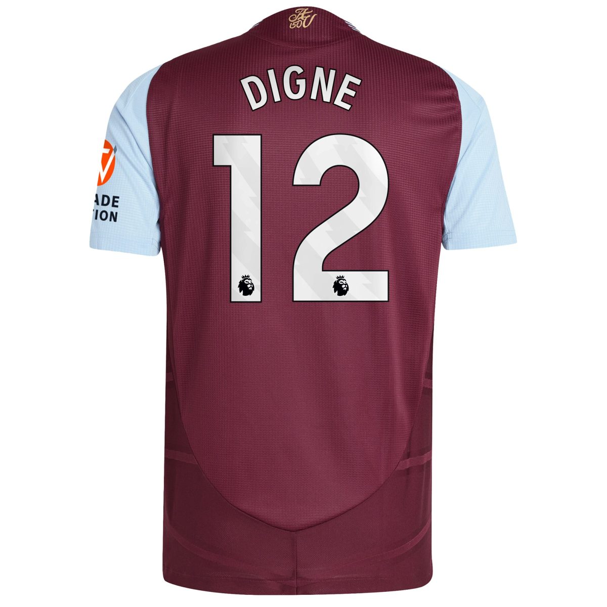 Aston Villa Shirts - aston villa adidas home authentic shirt 2024-25 with digne 12 printing Collection of Official Fan Gear