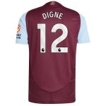 Aston Villa Shirts - aston villa adidas home authentic shirt 2024-25 with digne 12 printing Collection of Official Fan Gear