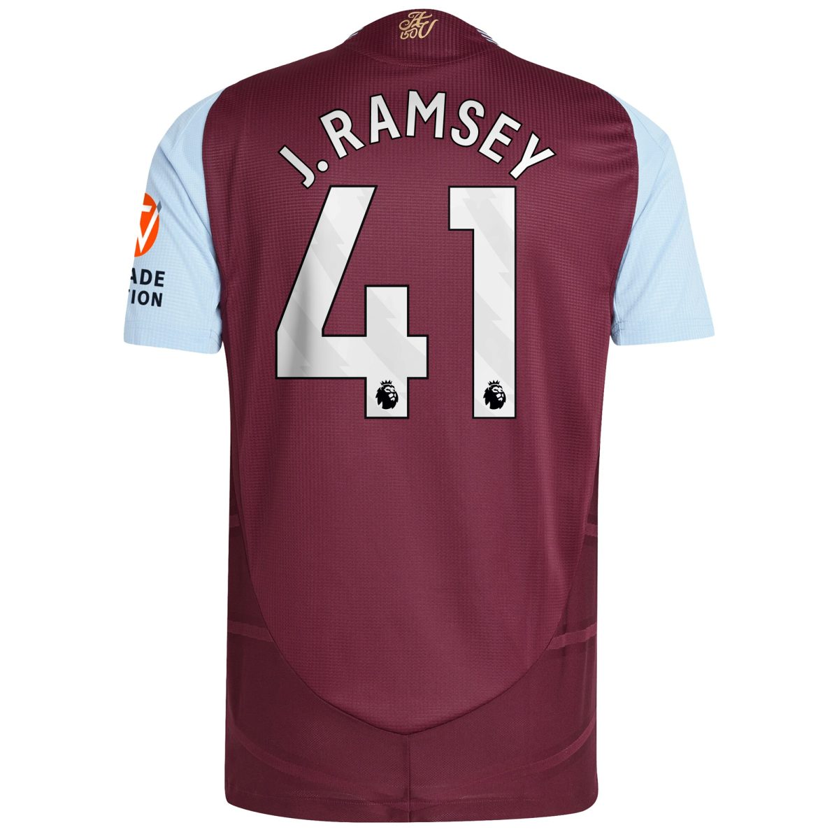 Aston Villa Shirts - aston villa adidas home authentic shirt 2024-25 with j. ramsey 41 printing Collection of Official Fan Gear