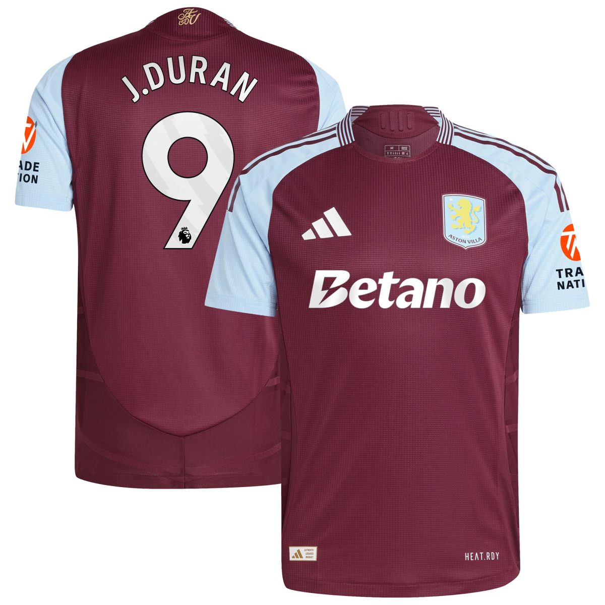 Aston Villa Shirts - aston villa adidas home authentic shirt 2024-25 with j.duran 9 printing Collection of Official Fan Gear