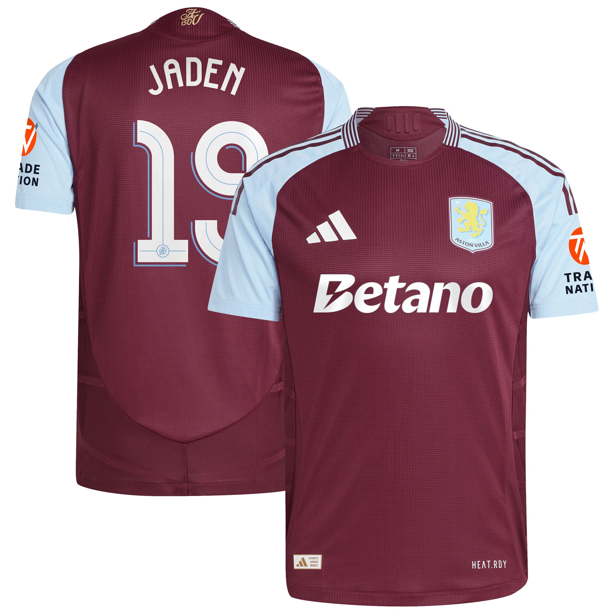 Aston Villa Shirts - aston villa adidas home authentic shirt 2024-25 with jaden 19 cup printing Collection of Official Fan Gear