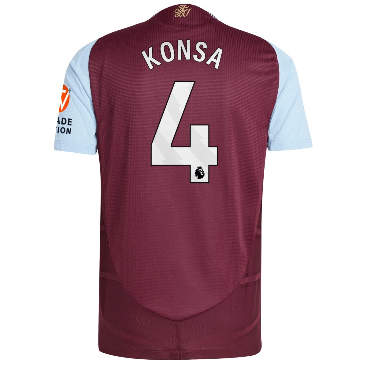 Aston Villa Shirts - aston villa adidas home authentic shirt 2024-25 with konsa 4 printing Collection of Official Fan Gear