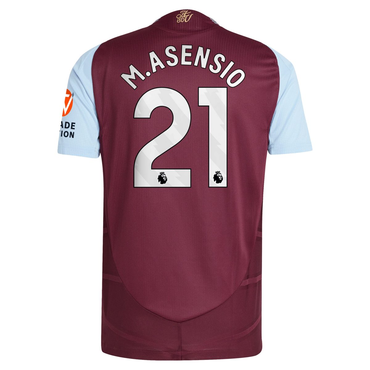 Aston Villa Shirts - aston villa adidas home authentic shirt 2024-25 with m.asensio 21 printing Collection of Official Fan Gear