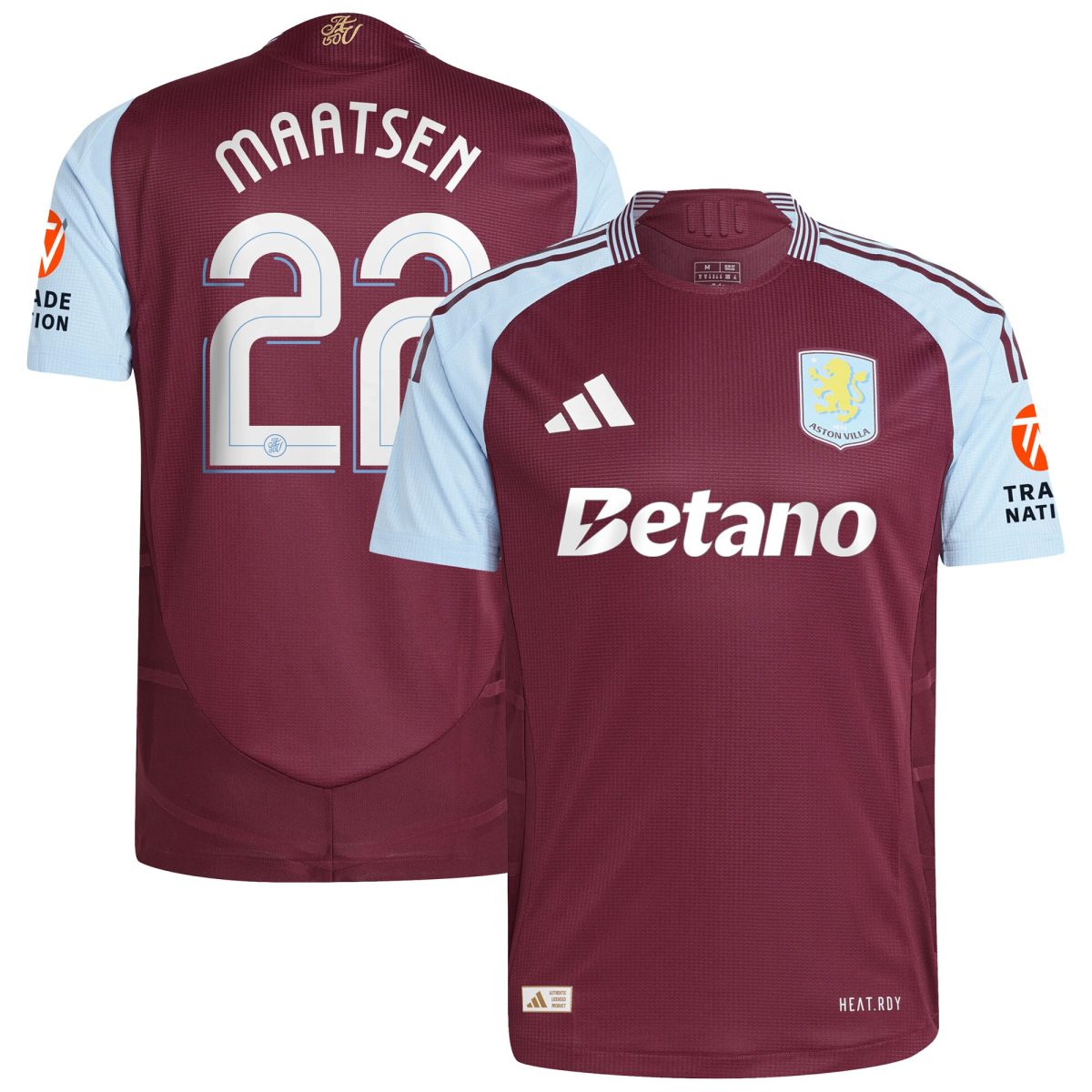 Aston Villa Shirts - aston villa adidas home authentic shirt 2024-25 with maatsen 22 cup printing Collection of Official Fan Gear