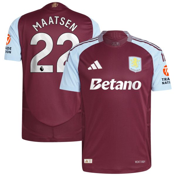 Aston Villa Shirts - aston villa adidas home authentic shirt 2024-25 with maatsen 22 printing Collection of Official Fan Gear