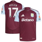 Aston Villa Shirts - aston villa adidas home authentic shirt 2024-25 with malen 17 printing Collection of Official Fan Gear