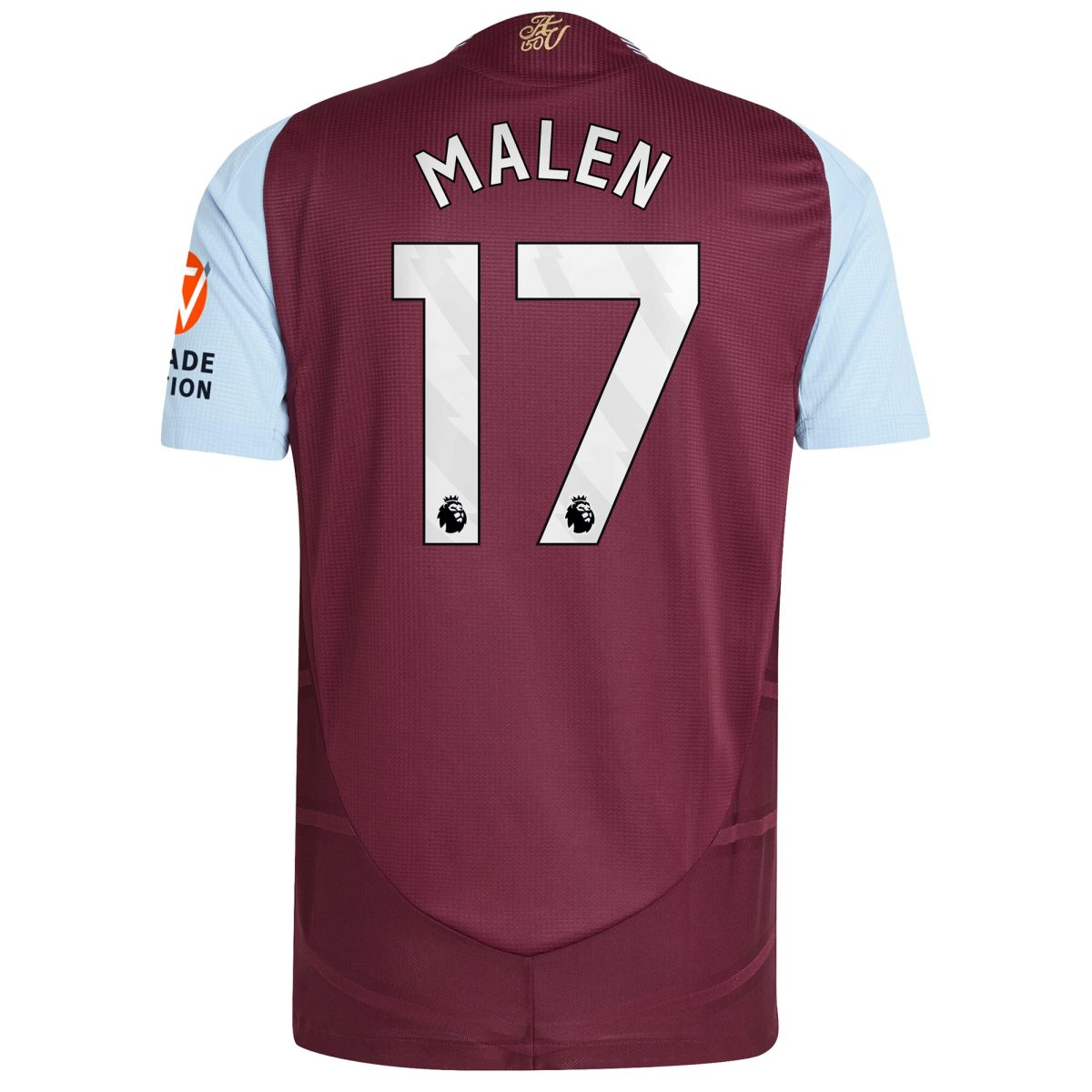 Aston Villa Shirts - aston villa adidas home authentic shirt 2024-25 with malen 17 printing Collection of Official Fan Gear
