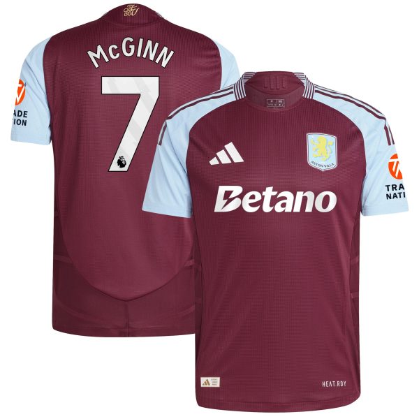 Aston Villa Shirts - aston villa adidas home authentic shirt 2024-25 with mcginn 7 printing Collection of Official Fan Gear