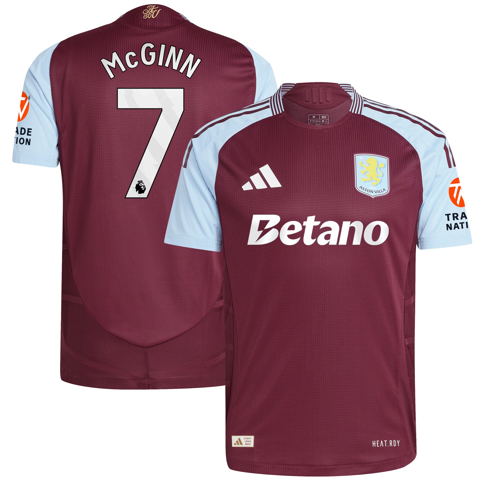 Aston Villa Shirts - aston villa adidas home authentic shirt 2024-25 with mcginn 7 printing Collection of Official Fan Gear