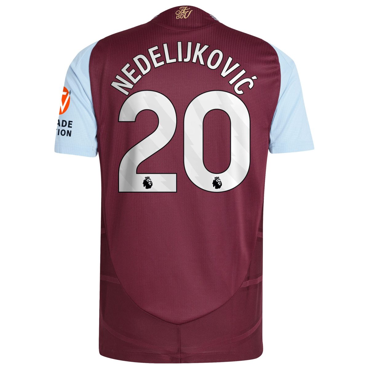 Aston Villa Shirts - aston villa adidas home authentic shirt 2024-25 with nedeljković 20 printing Collection of Official Fan Gear