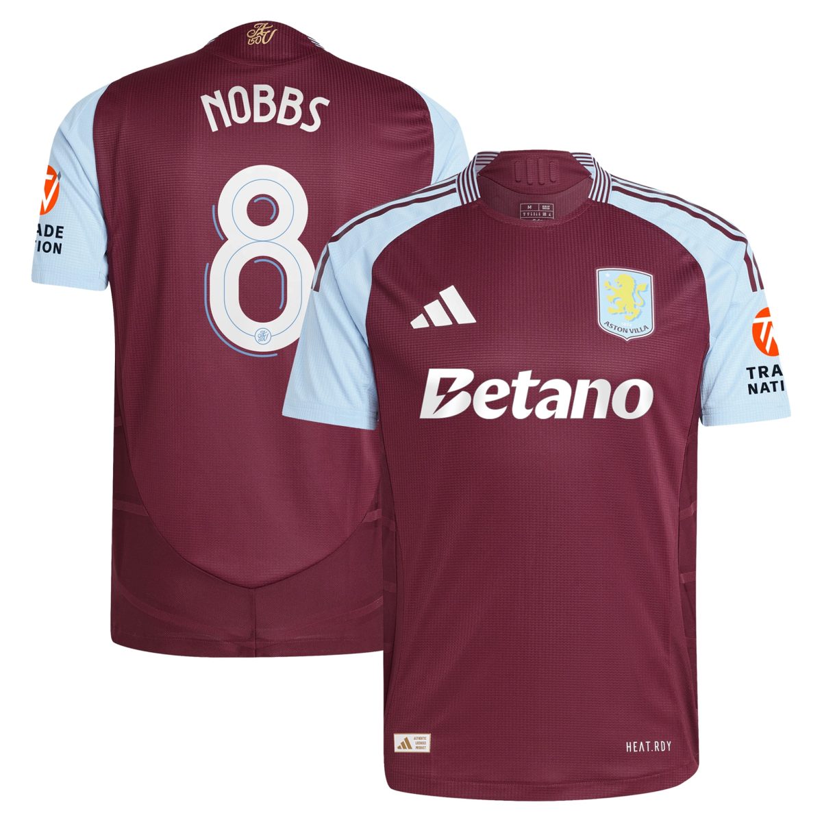 Aston Villa Shirts - aston villa adidas home authentic shirt 2024-25 with nobbs 8 cup printing Collection of Official Fan Gear