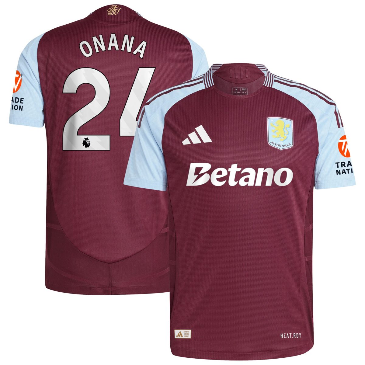 Aston Villa Shirts - aston villa adidas home authentic shirt 2024-25 with onana 24 printing Collection of Official Fan Gear