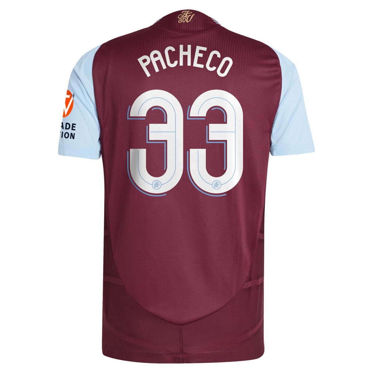 Aston Villa Shirts - aston villa adidas home authentic shirt 2024-25 with pacheco 33 cup printing Collection of Official Fan Gear