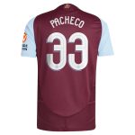 Aston Villa Shirts - aston villa adidas home authentic shirt 2024-25 with pacheco 33 cup printing Collection of Official Fan Gear
