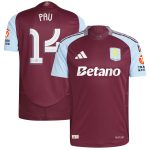 Aston Villa Shirts - aston villa adidas home authentic shirt 2024-25 with pau 14 cup printing Collection of Official Fan Gear