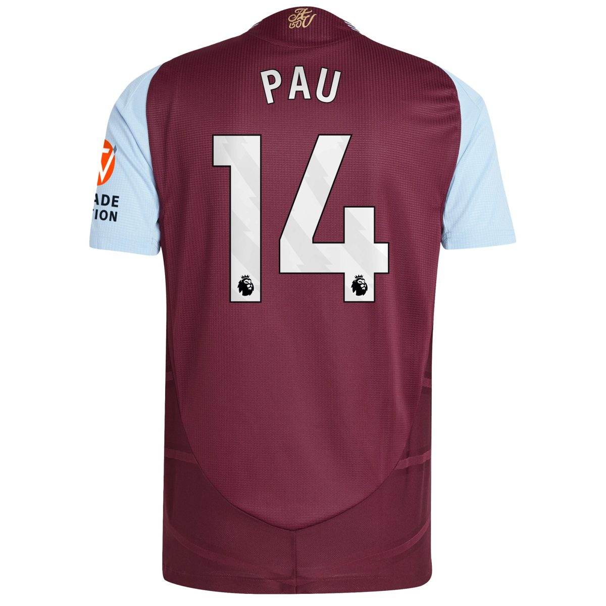 Aston Villa Shirts - aston villa adidas home authentic shirt 2024-25 with pau 14 printing Collection of Official Fan Gear
