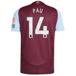 Aston Villa Shirts - aston villa adidas home authentic shirt 2024-25 with pau 14 printing Collection of Official Fan Gear