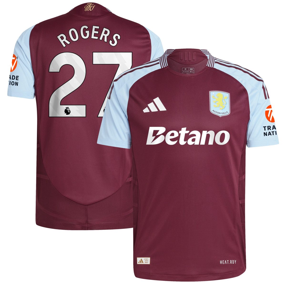 Aston Villa Shirts - aston villa adidas home authentic shirt 2024-25 with rogers 27 printing Collection of Official Fan Gear