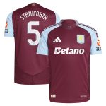 Aston Villa Shirts - aston villa adidas home authentic shirt 2024-25 with staniforth 5 cup printing Collection of Official Fan Gear