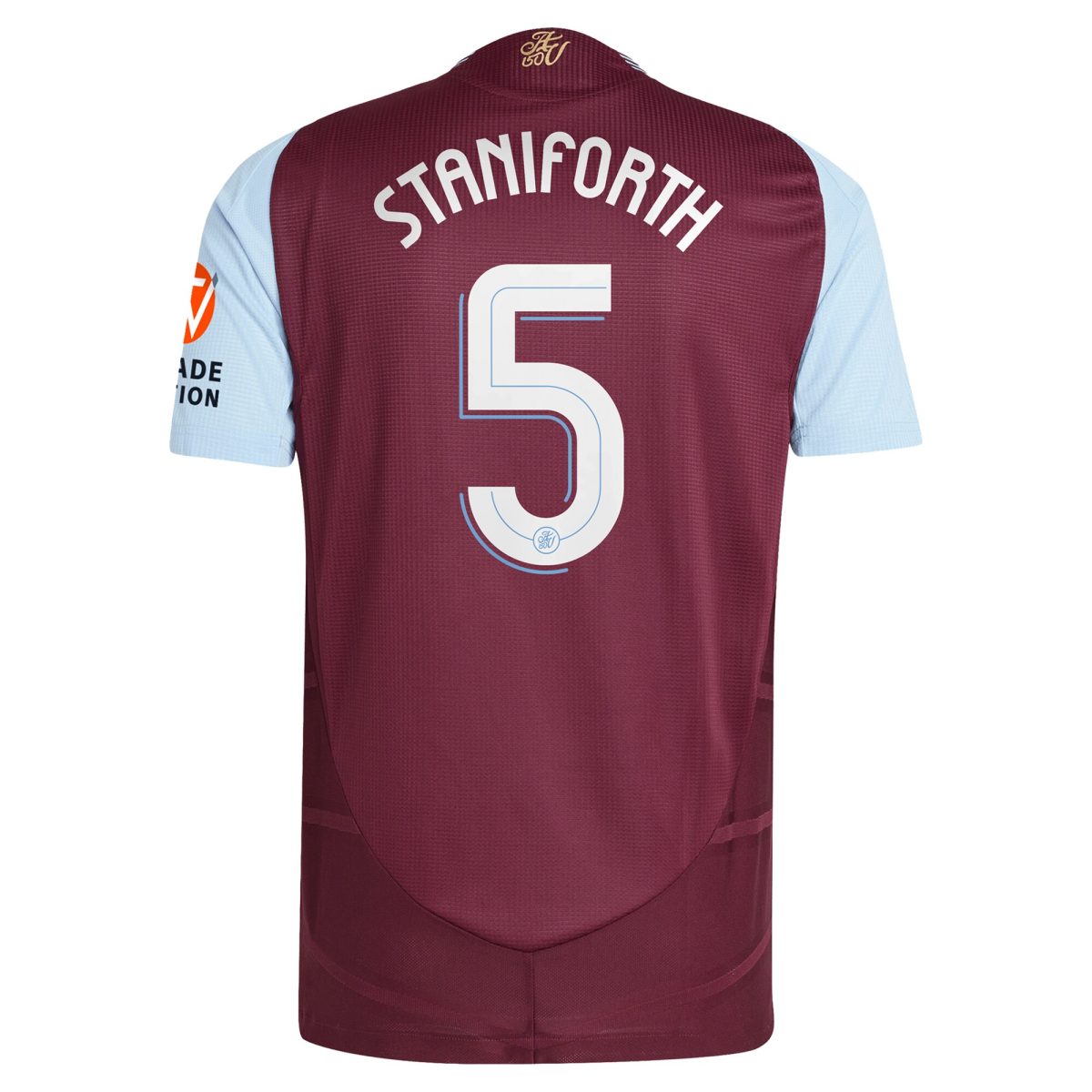 Aston Villa Shirts - aston villa adidas home authentic shirt 2024-25 with staniforth 5 cup printing Collection of Official Fan Gear