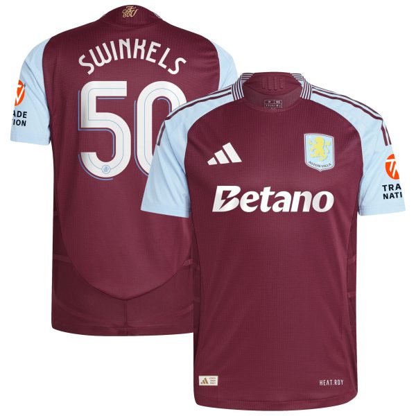 Aston Villa Shirts - aston villa adidas home authentic shirt 2024-25 with swinkels 50 cup printing Collection of Official Fan Gear