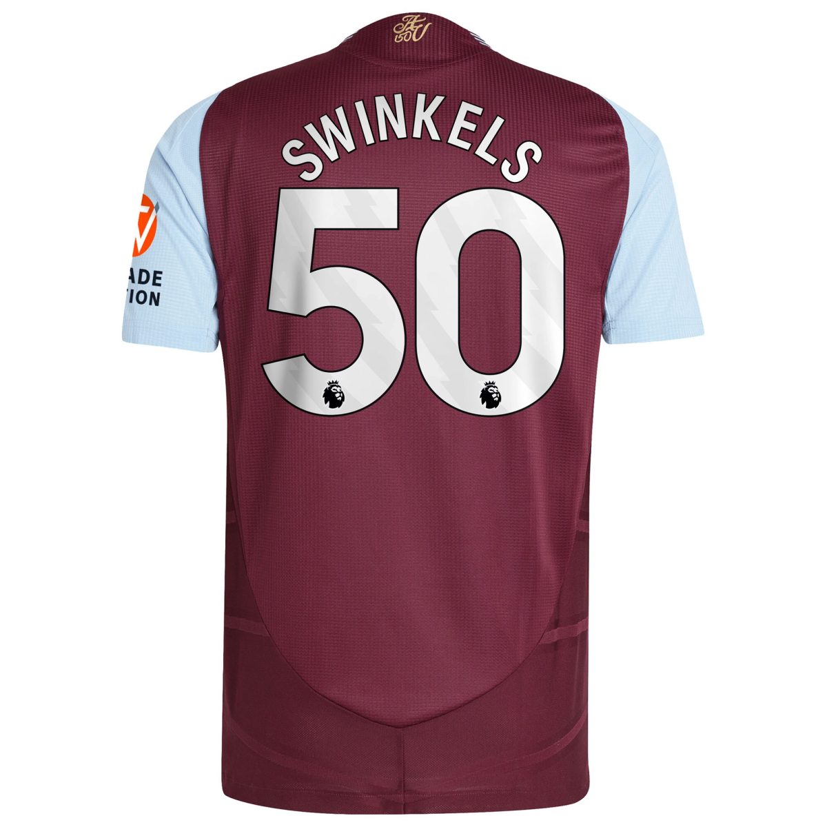 Aston Villa Shirts - aston villa adidas home authentic shirt 2024-25 with swinkels 50 printing Collection of Official Fan Gear