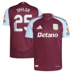 Aston Villa Shirts - aston villa adidas home authentic shirt 2024-25 with taylor 25 cup printing Collection of Official Fan Gear