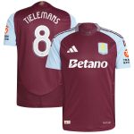 Aston Villa Shirts - aston villa adidas home authentic shirt 2024-25 with tielemans 8 cup printing Collection of Official Fan Gear