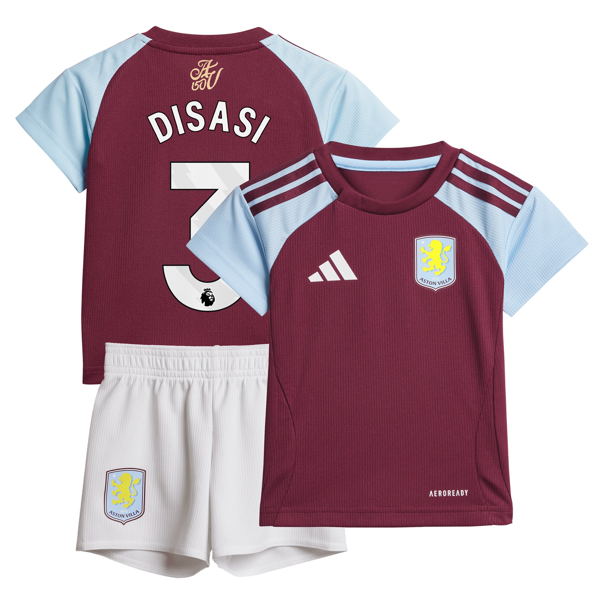 Aston Villa Shirts - aston villa adidas home baby kit 2024-25 with disasi 3 printing Collection of Official Fan Gear