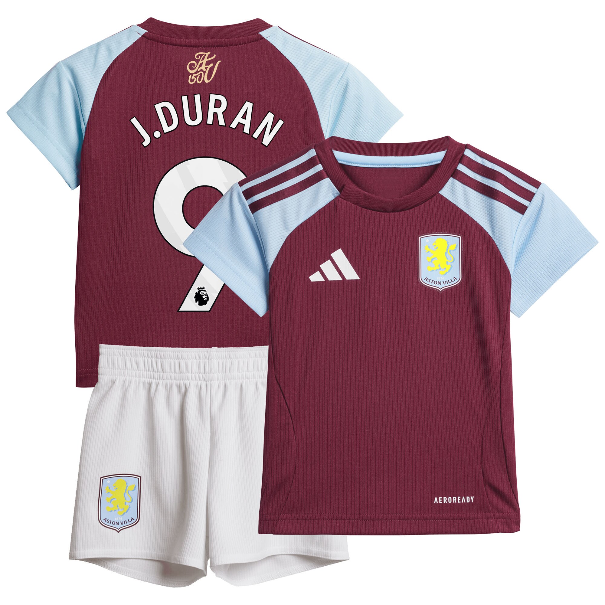 Aston Villa Shirts - aston villa adidas home baby kit 2024-25 with j.duran 9 printing Collection of Official Fan Gear