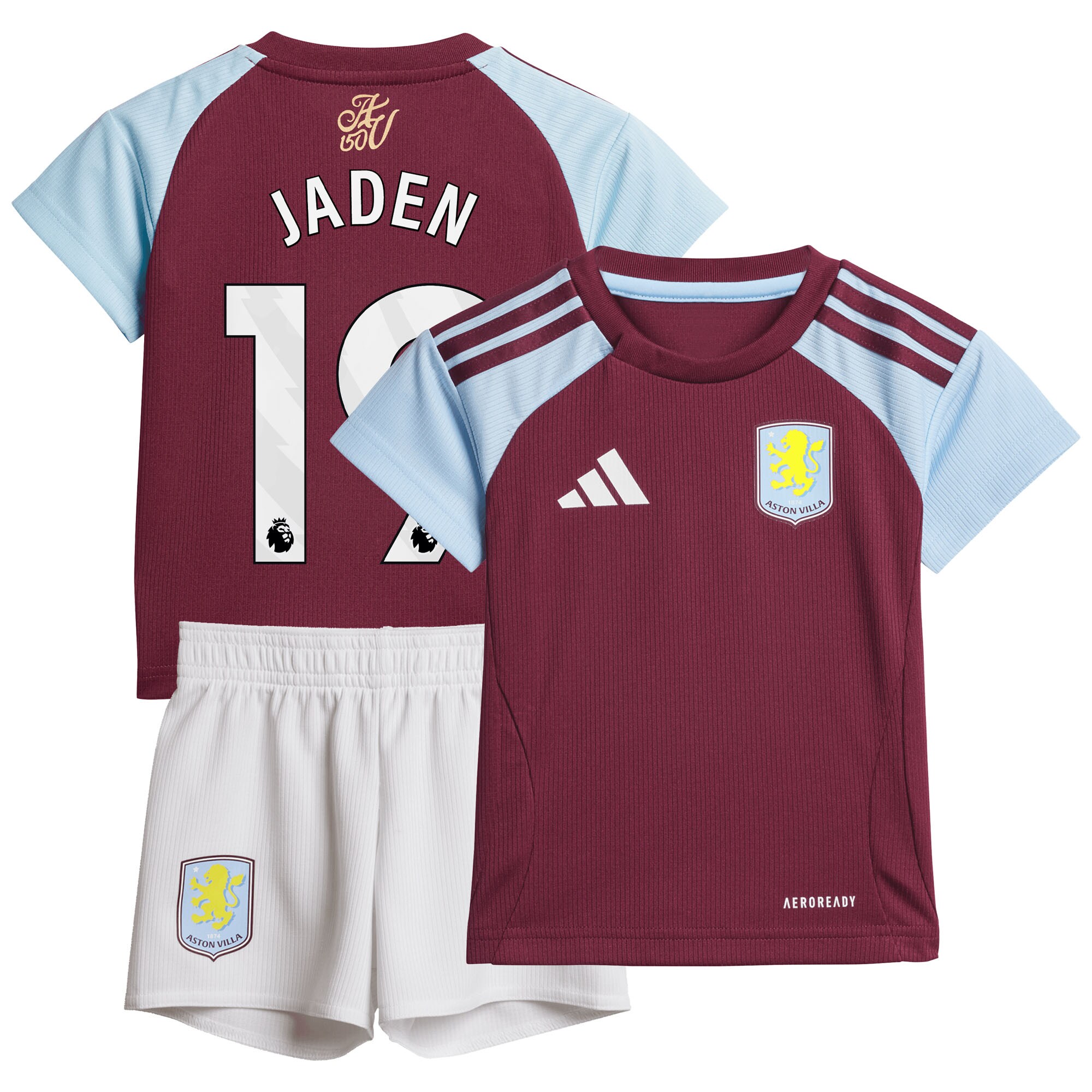 Aston Villa Shirts - aston villa adidas home baby kit 2024-25 with jaden 19 printing Collection of Official Fan Gear
