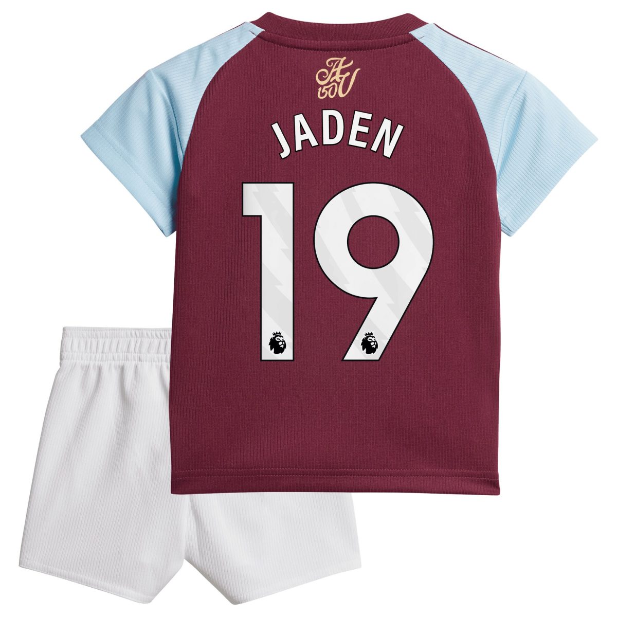 Aston Villa Shirts - aston villa adidas home baby kit 2024-25 with jaden 19 printing Collection of Official Fan Gear