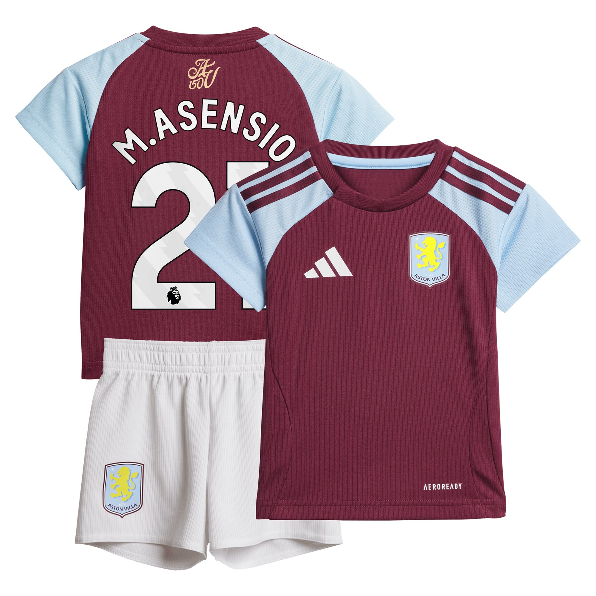 Aston Villa Shirts - aston villa adidas home baby kit 2024-25 with m.asensio 21 printing Collection of Official Fan Gear