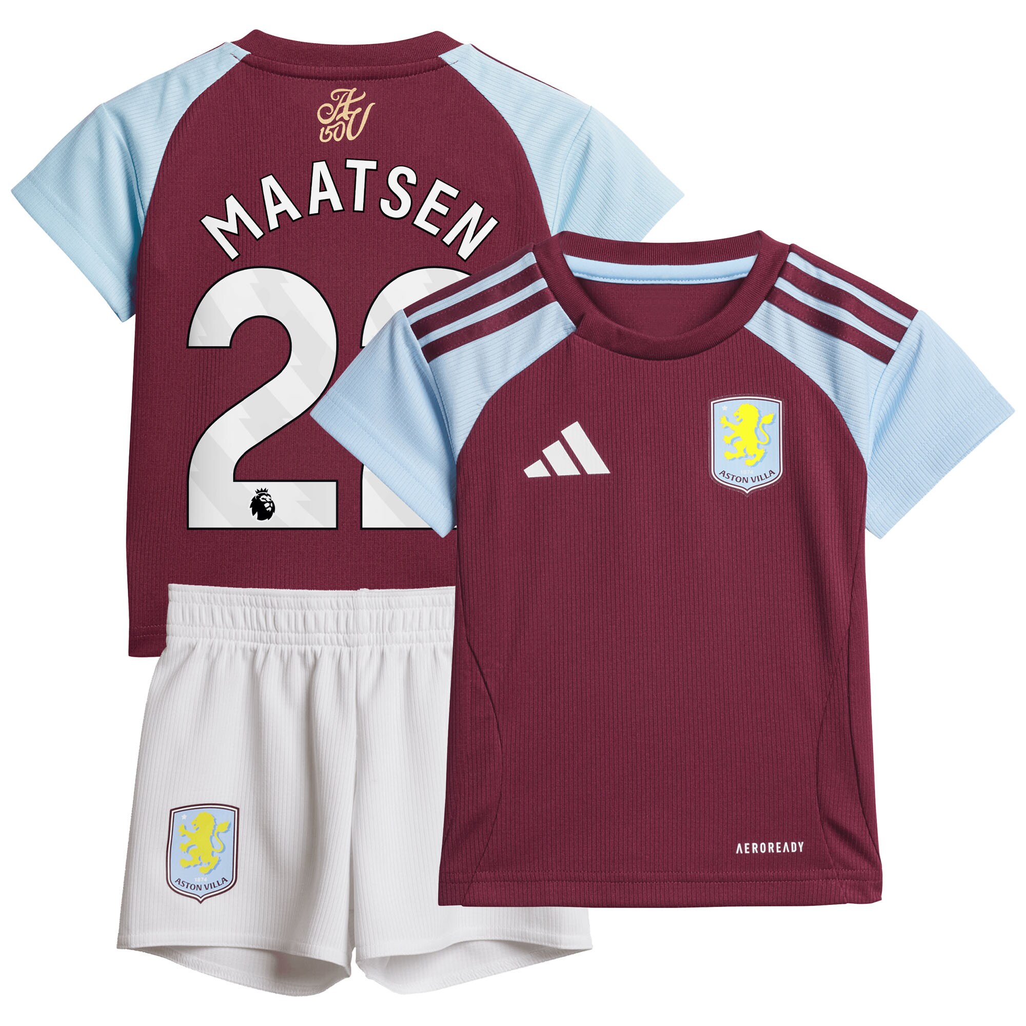 Aston Villa Shirts - aston villa adidas home baby kit 2024-25 with maatsen 22 printing Collection of Official Fan Gear