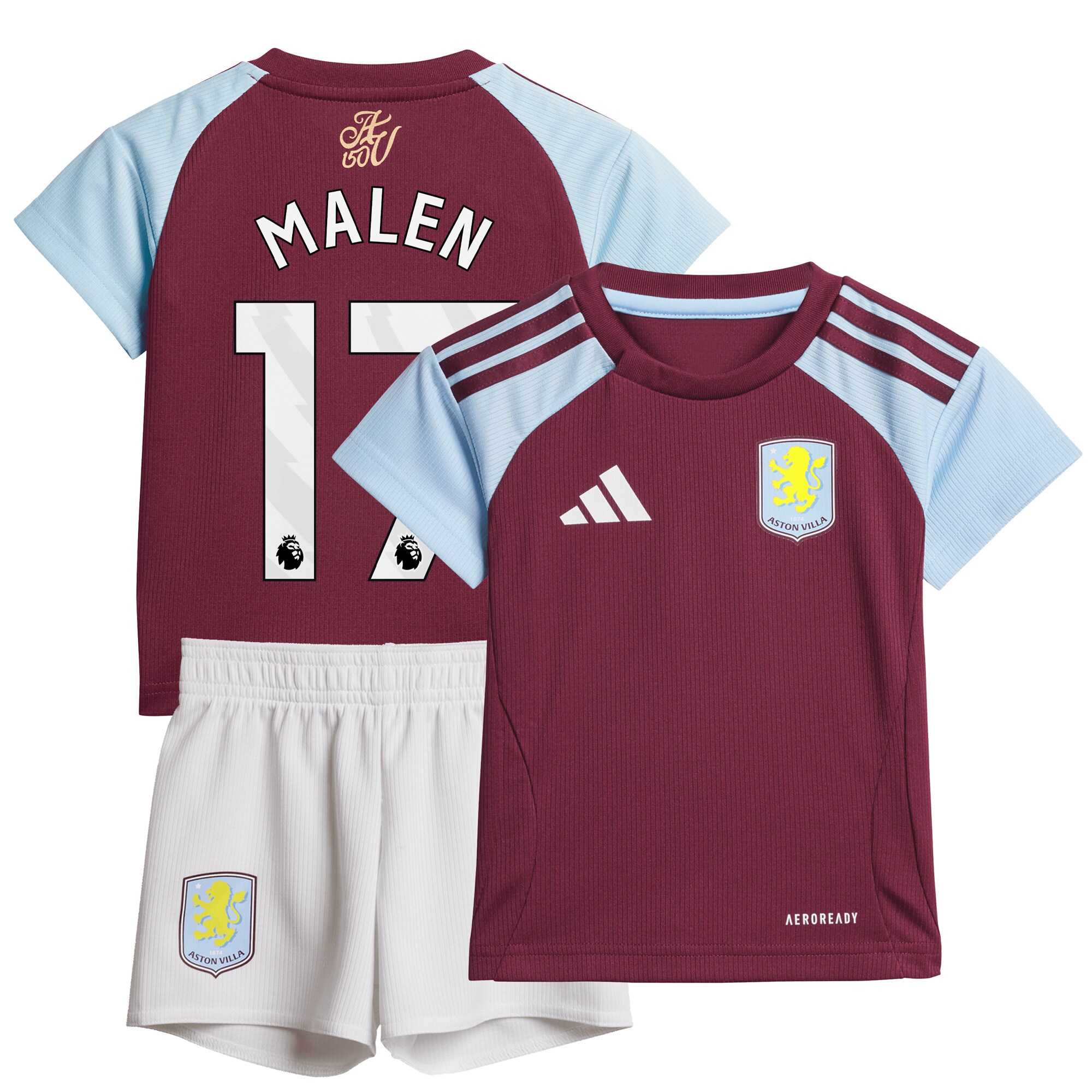 Aston Villa Shirts - aston villa adidas home baby kit 2024-25 with malen 17 printing Collection of Official Fan Gear
