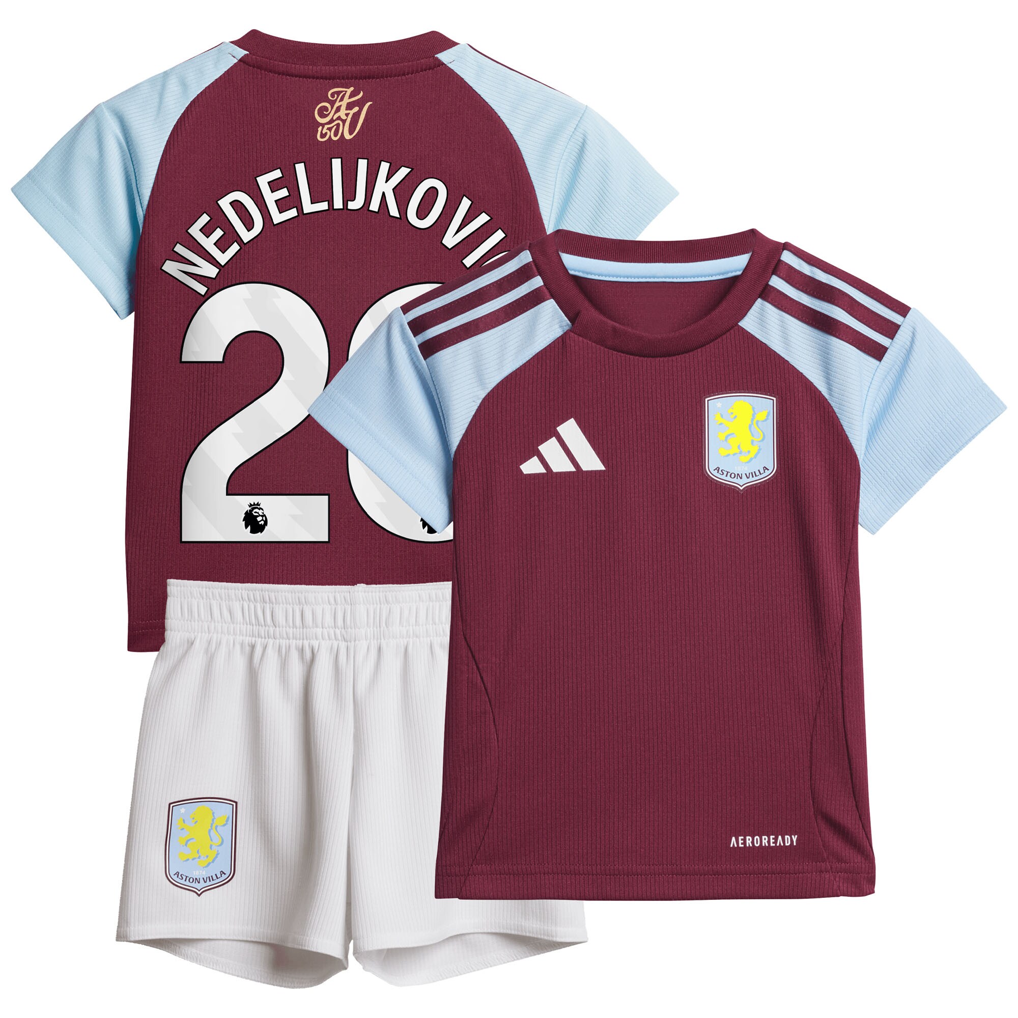 Aston Villa Shirts - aston villa adidas home baby kit 2024-25 with nedeljković 20 printing Collection of Official Fan Gear