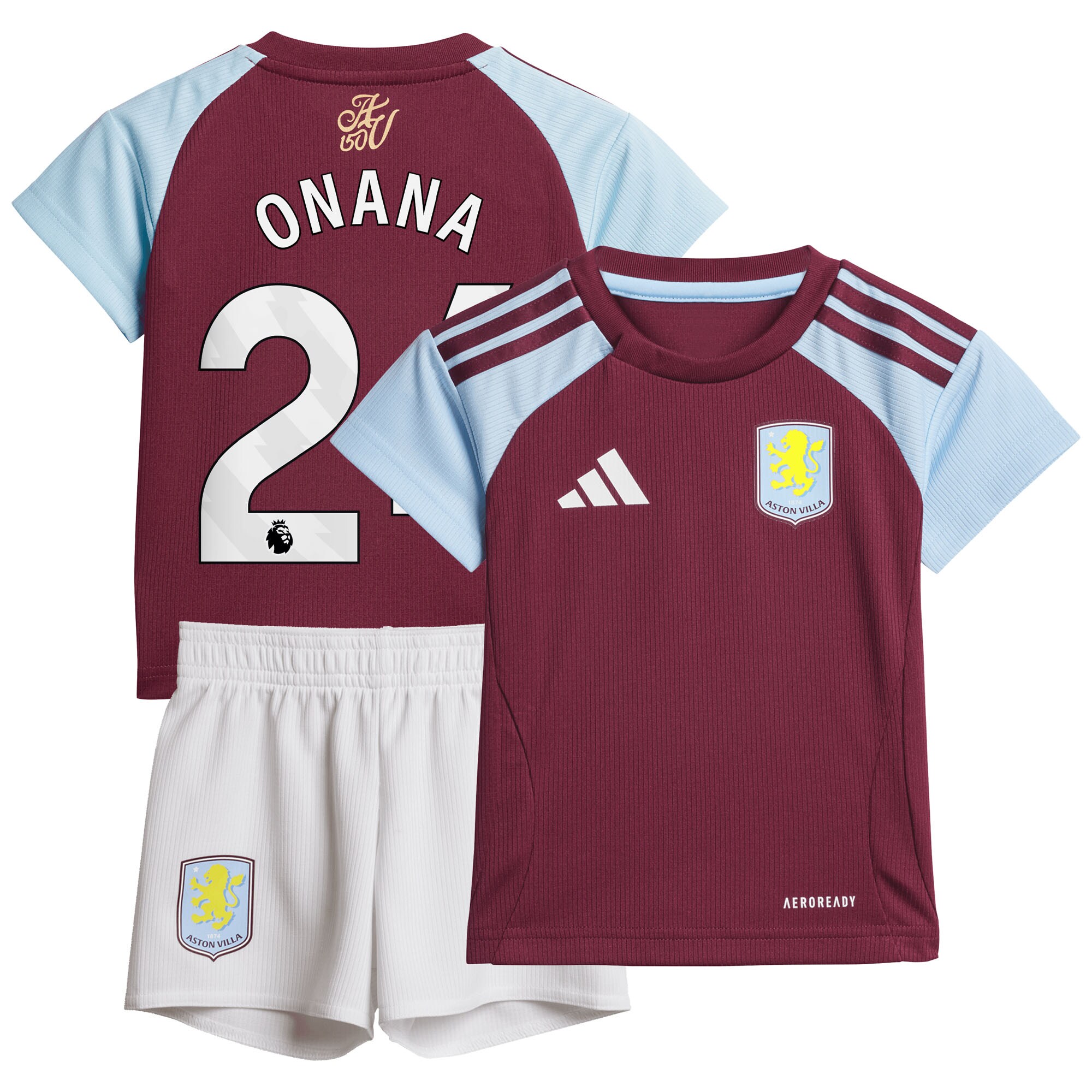 Aston Villa Shirts - aston villa adidas home baby kit 2024-25 with onana 24 printing Collection of Official Fan Gear